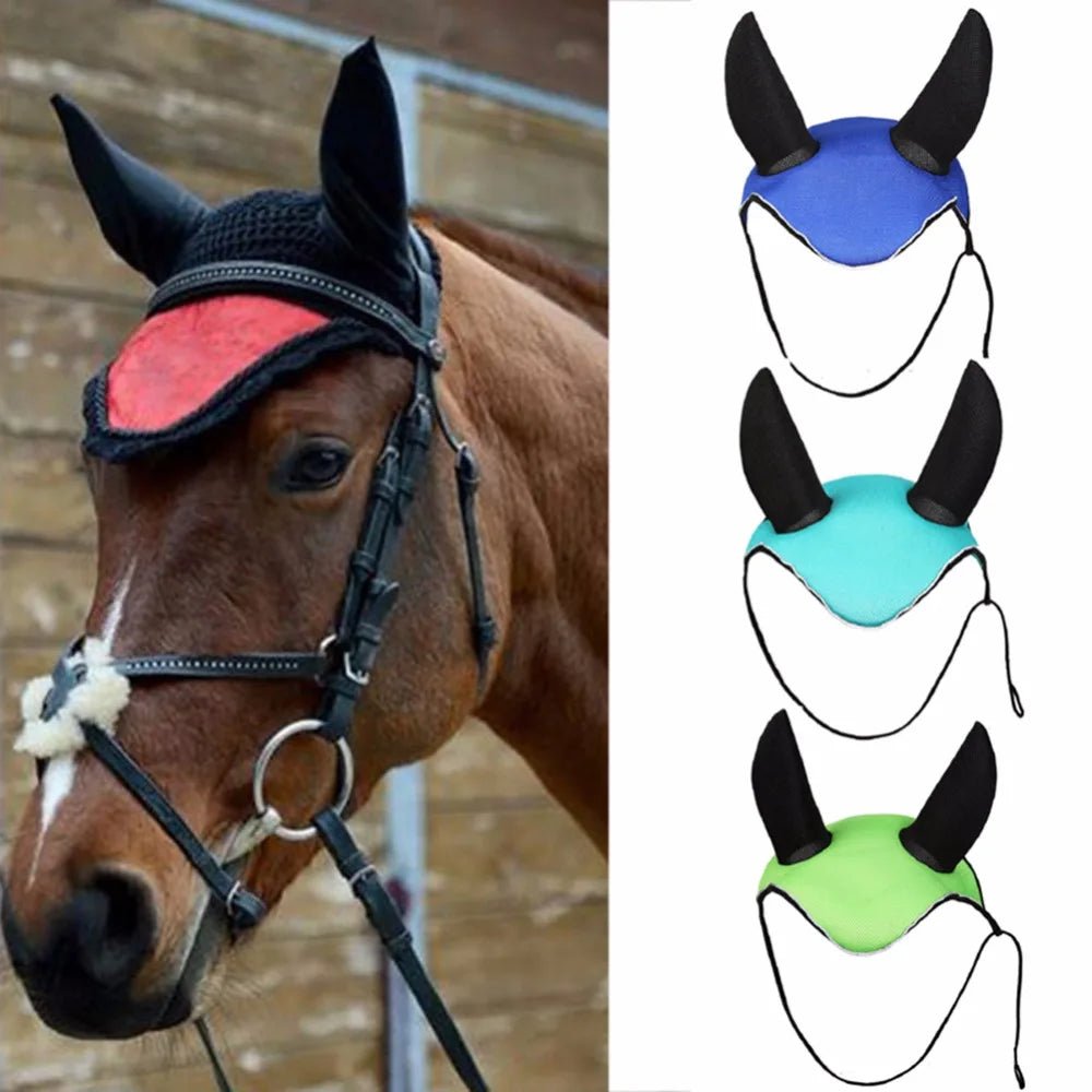 Horse Care Breathable Mesh Horse Ear Cover – Fly Mask Protector for Equestrian Riding