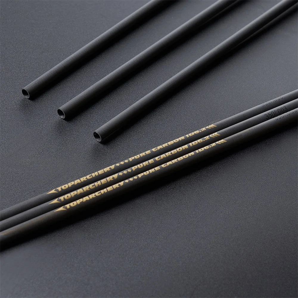 TOPARCHERY 33" pure carbon arrow shaft – DIY archery shafts for bows (spine 300-600, ID 6.2mm)