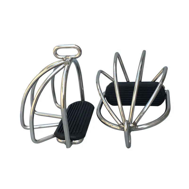 Safety Stirrups with Cage and Rubber Pads for Equestrian Riding