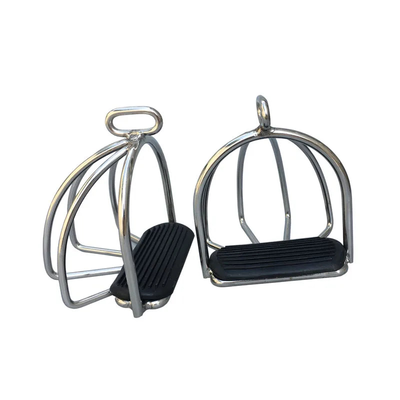 Safety Stirrups with Cage and Rubber Pads for Equestrian Riding