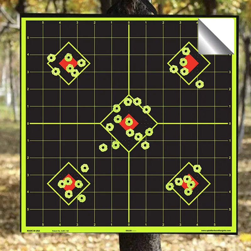 Splatterburst Targets 8 x 8 Inch Sight-In Stick & Splatter Self-Adhesive Shooting Targets – 10 Pcs