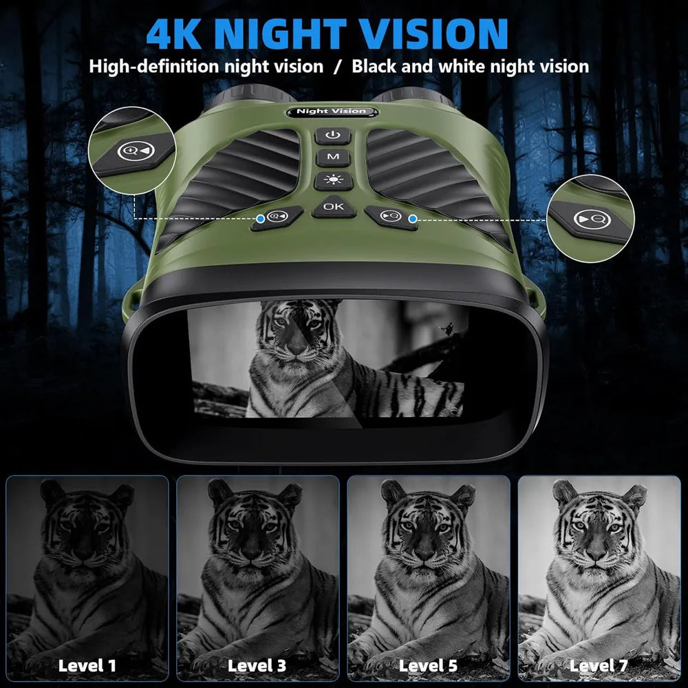 2.5K Night Vision Binoculars with 4X Optical Zoom and 300M Infrared Range