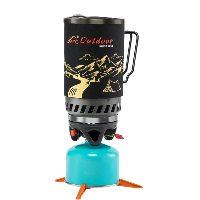 Portable Camping Cooking System with 1400ml Pot & Gas Stove for Outdoor Use
