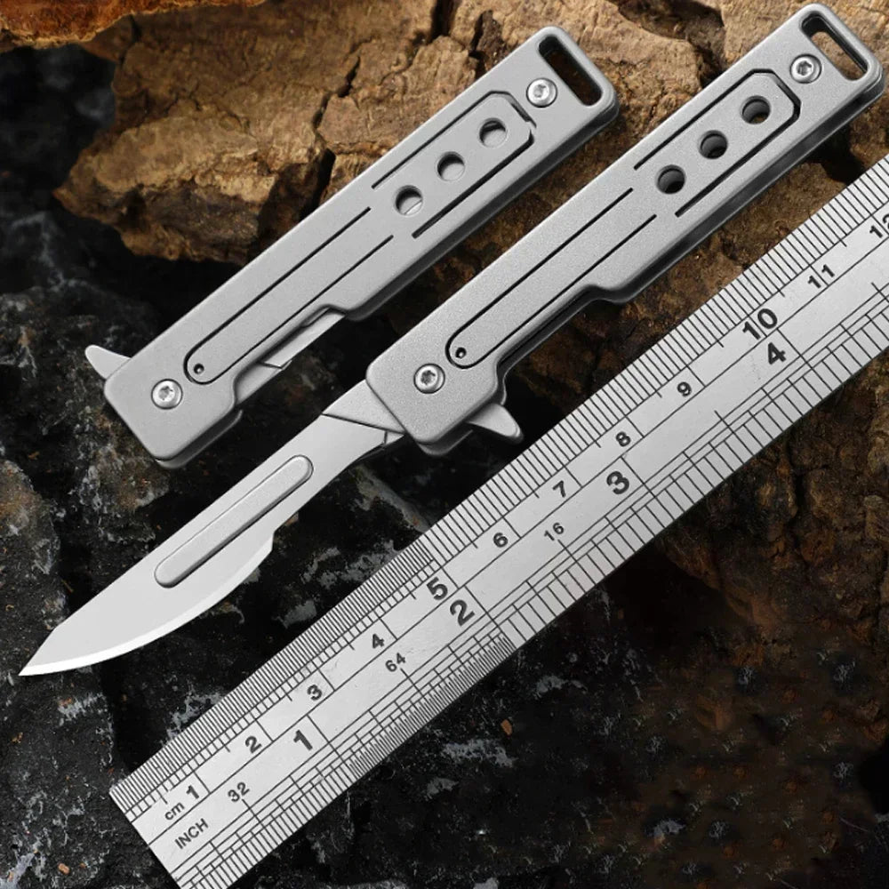 Titanium Alloy EDC Scalpel Knife – Folding Unpacking Tool with Replaceable Blades