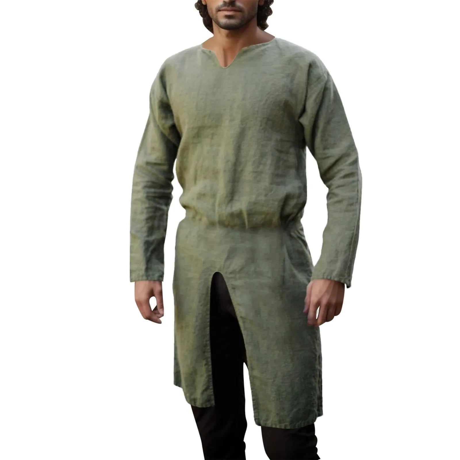 Men’s Renaissance Pirate Viking Tunic – Retro Medieval Gothic Shirt (No Belt)