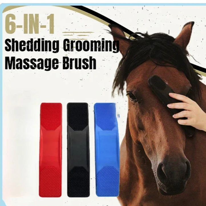 6-in-1 Horse Grooming Brush – Rubber Massage & Cleaning Comb for Mane, Tail & Body
