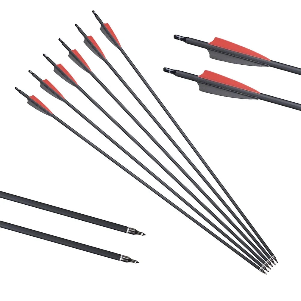 6/12/24PCS Mixed Carbon Arrows – 7.8mm Diameter, Spine 500-550, 3-Inch Feather