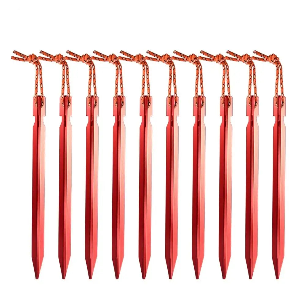 10-Pack Ultralight 18cm Aluminum Alloy Tent Pegs – Heavy Duty Ground Nails for Camping & Outdoor
