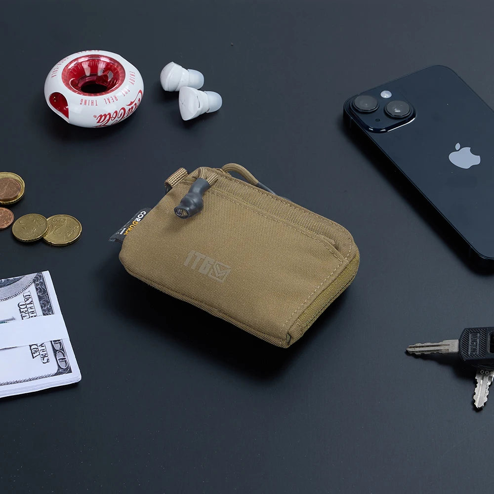 Tactical EDC Wallet, Waterproof Mini Coin & Card Pouch, Portable Key Change Wallet Travel