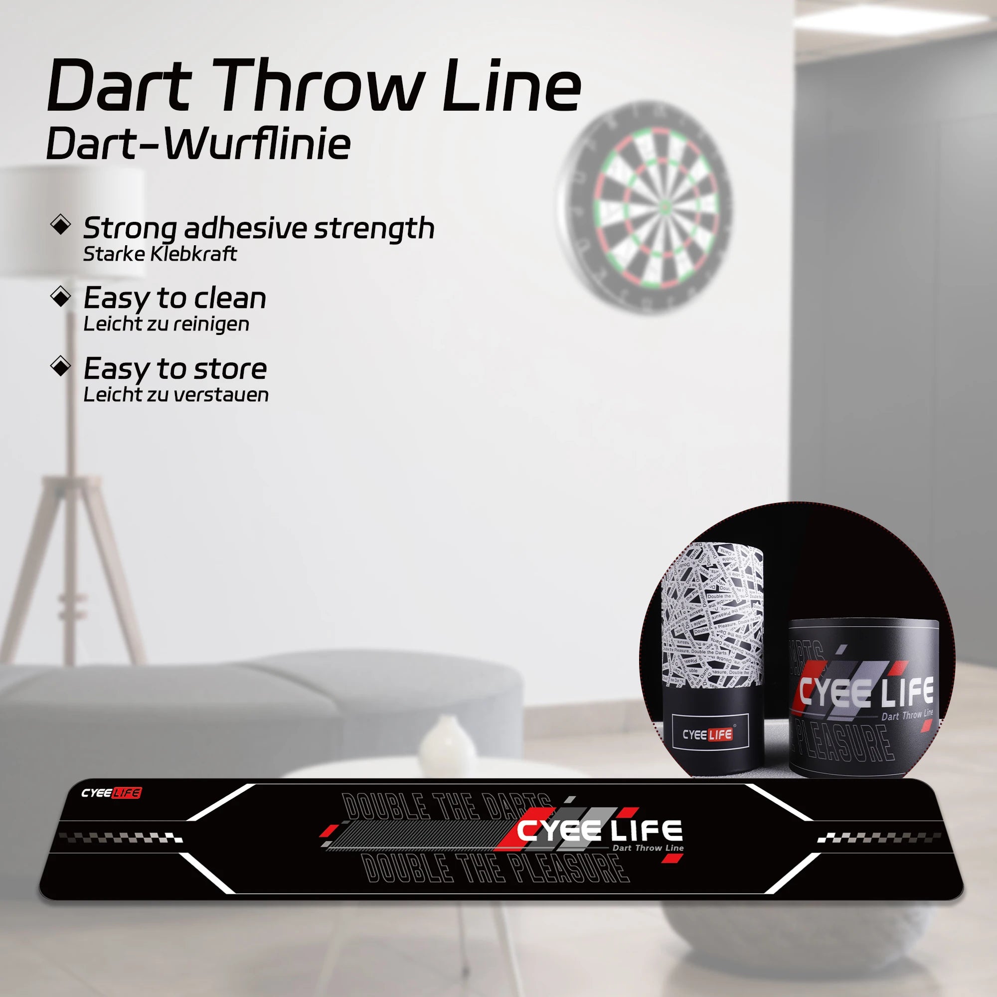 Dart Throw Line – 59.5x10cm, Black & Red Options, Essential Dart Accessory