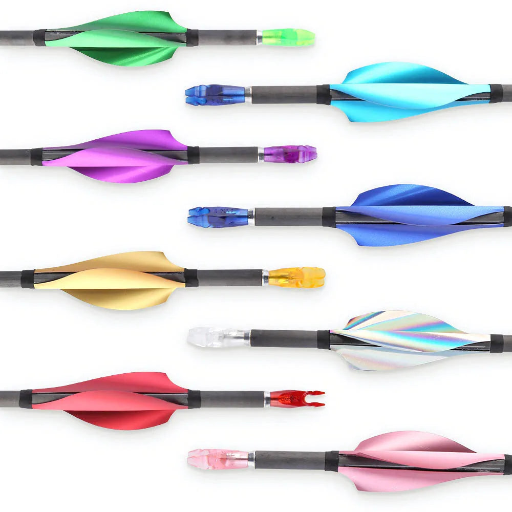 50pcs Archery Spin Vanes, 1.75/2 Inch Feather Fletching for Arrows, LH/RH Spiral Plume DIY Fletching