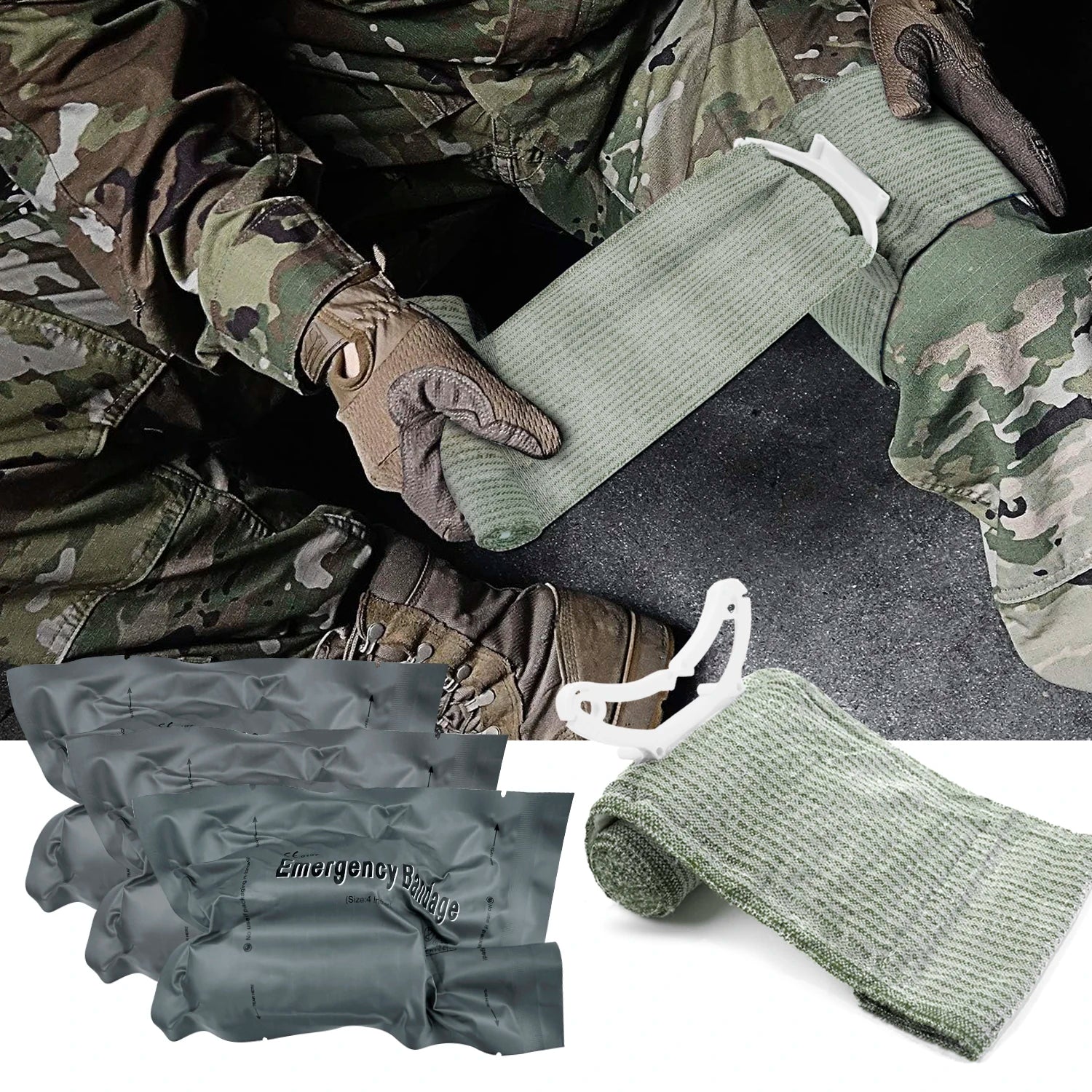 Tactical First Aid Hemostatic Bandage – 4"/6" Trauma Bandage for Outdoor Survival & Emergency Use