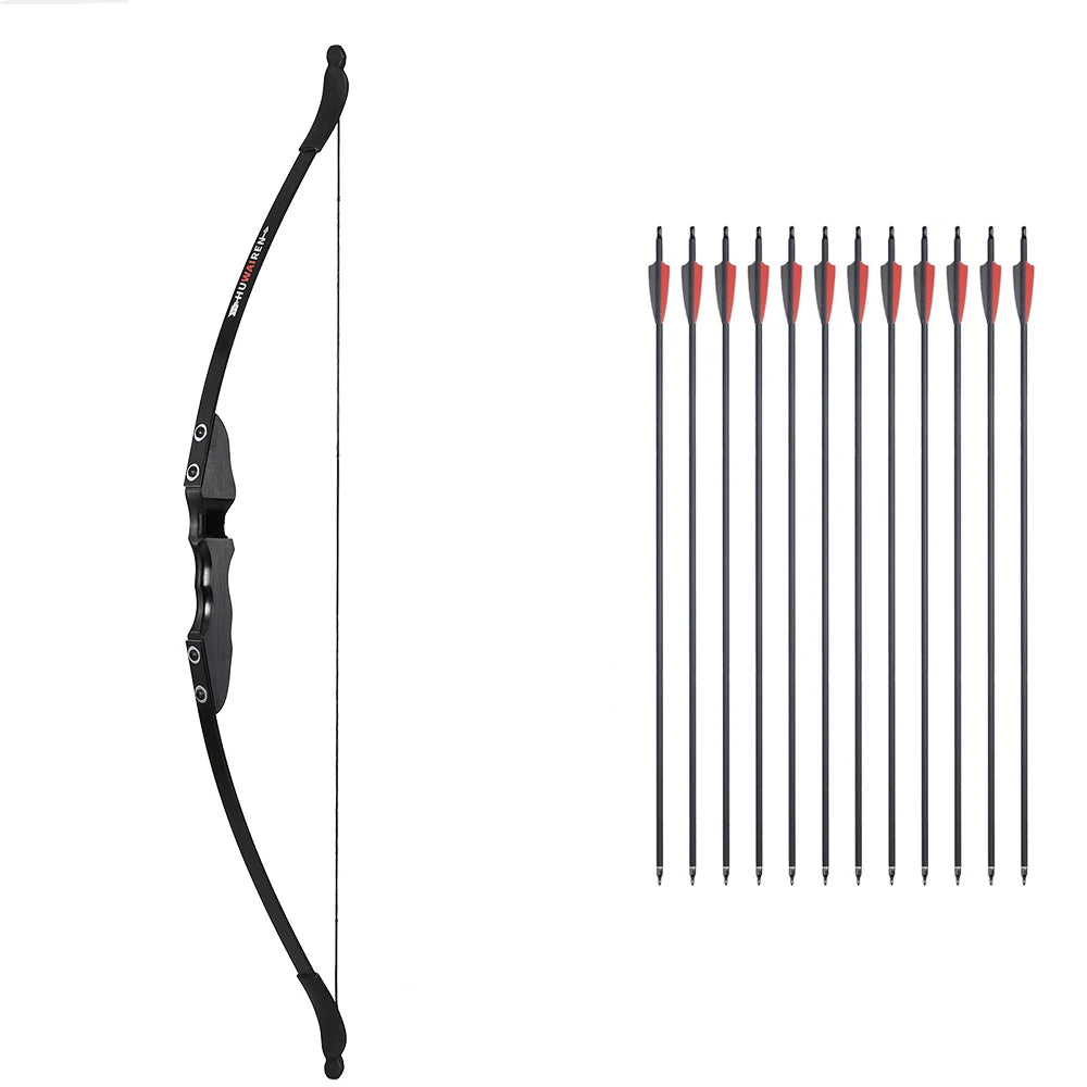 30/40lbs Take-Down Recurve/Straight Bow with 12 Carbon Arrows – Hunting & Practice Set