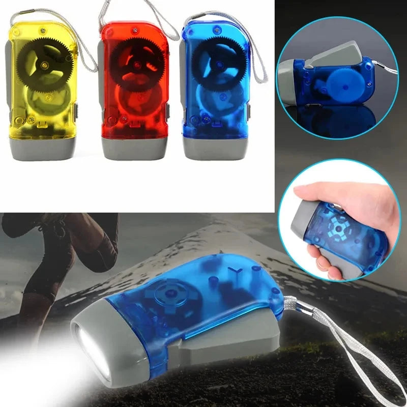 Mini 3-Color Hand Press Dynamo Flashlight – Self-Generating LED Torch for Outdoor Camping