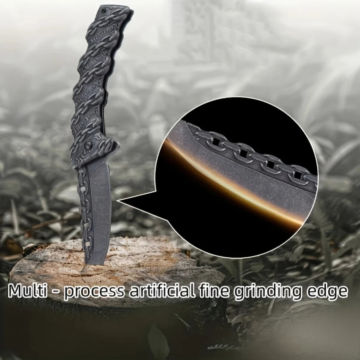 Stainless Steel Folding Knife – Multi-Functional Outdoor Camping Knife with Embossed Handle