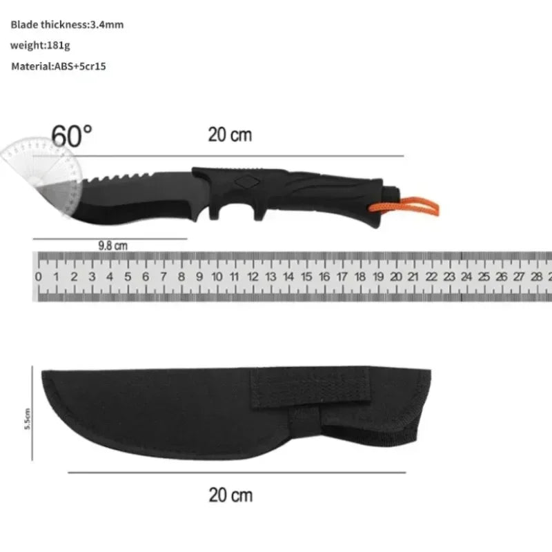 High Hardness EDC Survival Knife with ABS Handle & 5CR15 Steel Blade