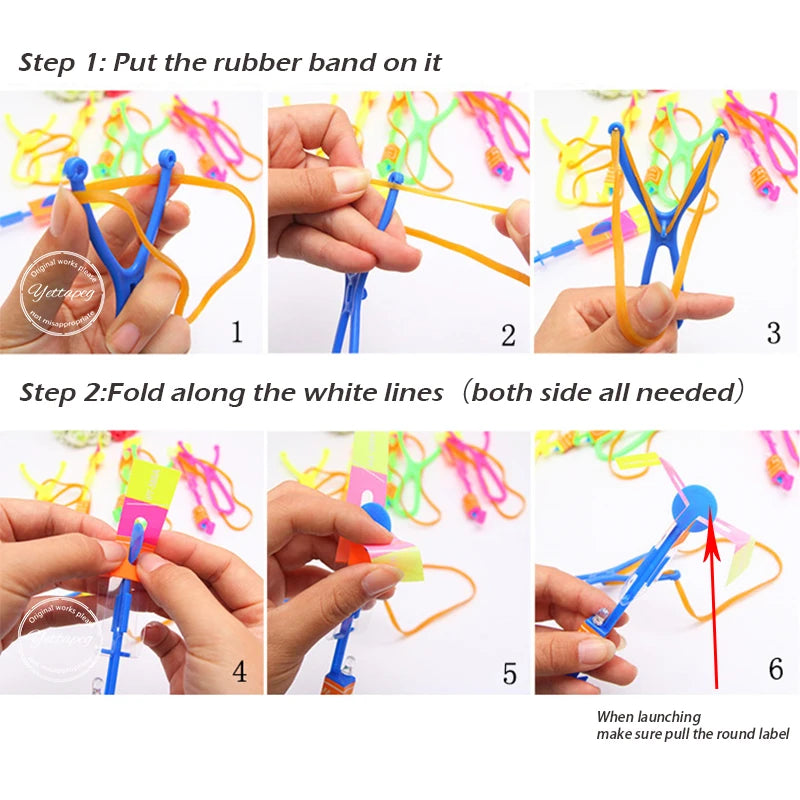 Glow-in-the-Dark LED Arrow Flying Toy – Rubber Band Catapult Rocket for Outdoor Fun