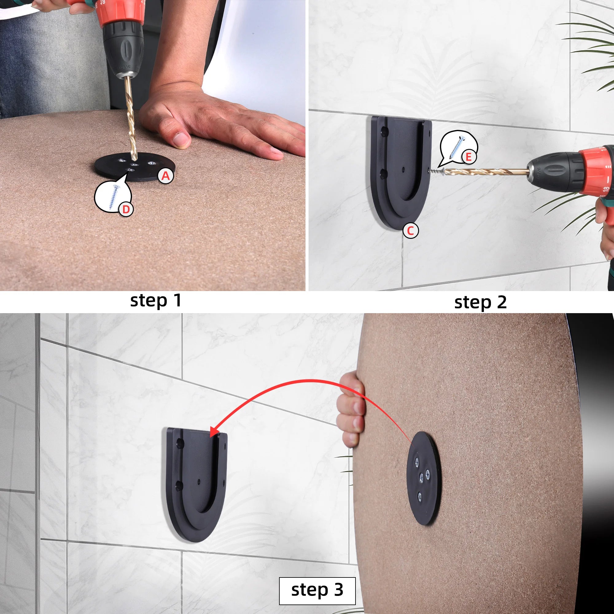 Dart board bracket kit – Portable wall mounting set for dartboards and cabinets