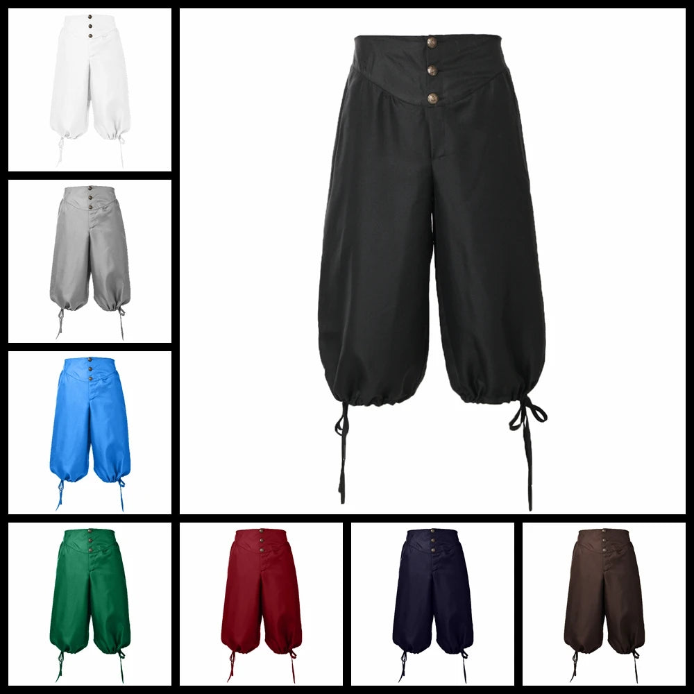 Men's Pirate Pants – Renaissance Medieval Viking Cosplay Shorts for LARP & Carnival