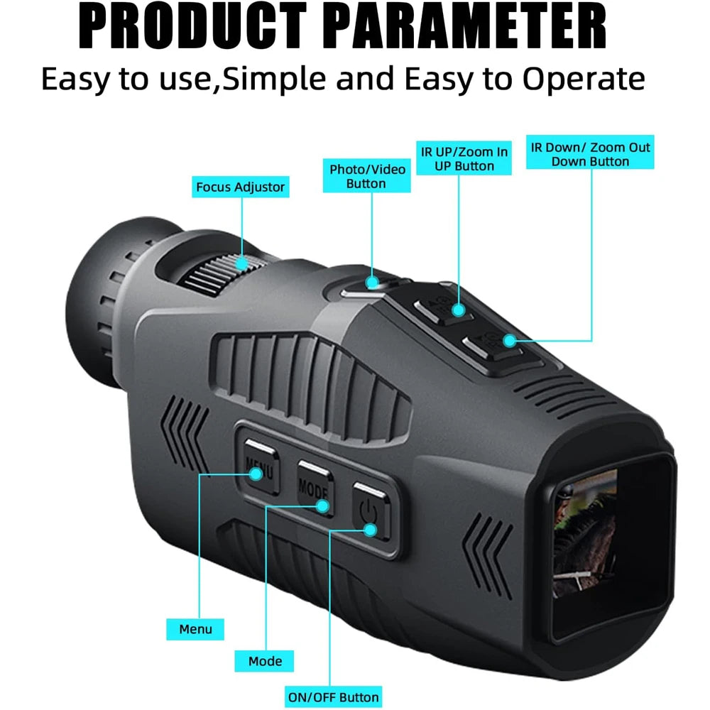 Infrared Night Vision Monocular with 5X Zoom and 1080P Photo & Video Recording