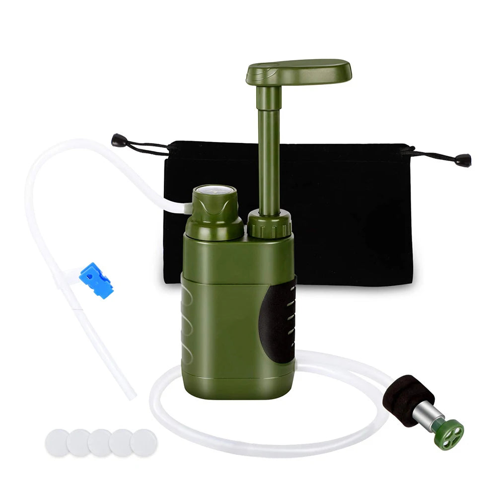 Portable Water Filter Pump for Camping and Emergency Outdoor Use