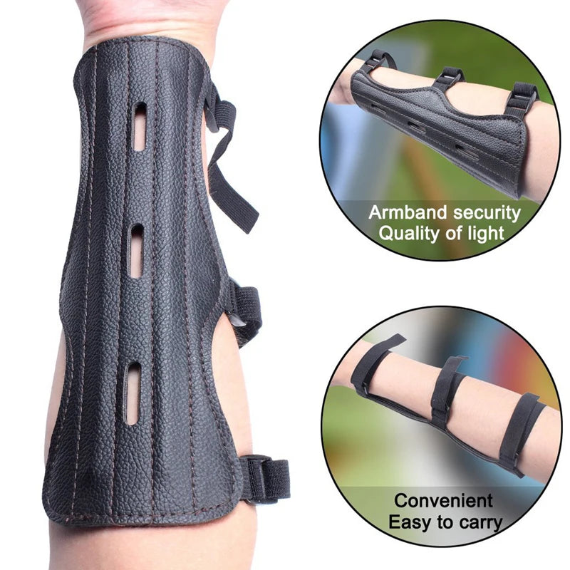 Leather Archery Arm Guard – Adjustable Forearm Protector for Bow Hunting & Training