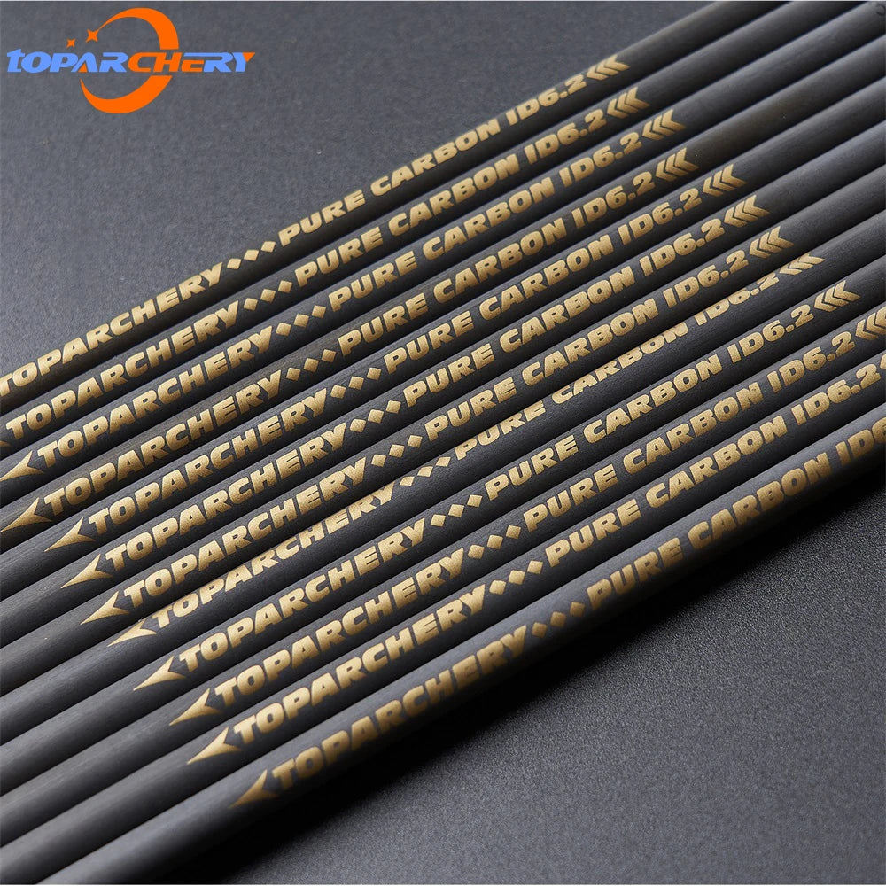TOPARCHERY 33" pure carbon arrow shaft – DIY archery shafts for bows (spine 300-600, ID 6.2mm)