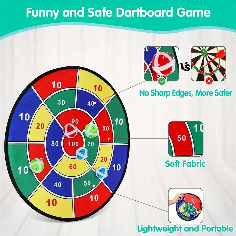 Large Dart Board 72cm – Safe Indoor & Outdoor Dart Game for Kids