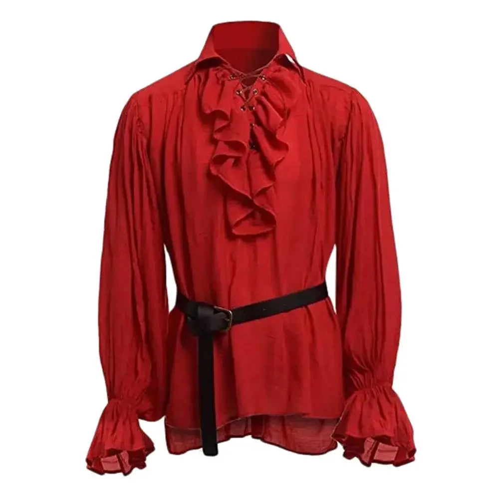 Medieval Pirate Ruffled Shirt & Pants Set – Gothic Steampunk Cosplay Costume
