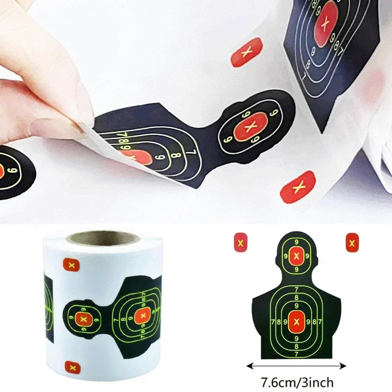 3" Splatter Shooting Target Stickers – Reactive Adhesive Bullseye Paper Targets (50/100pcs Roll)