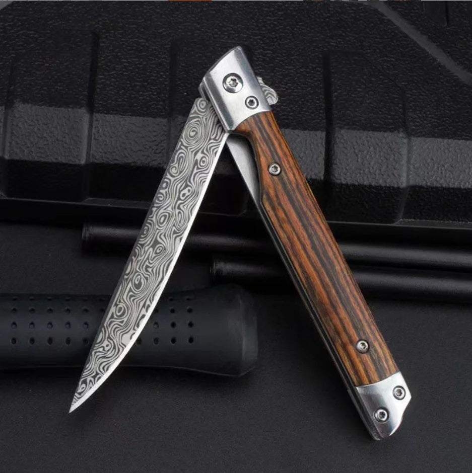 Damascus Pattern Folding Knife – Multi-Purpose High Hardness Outdoor Tool