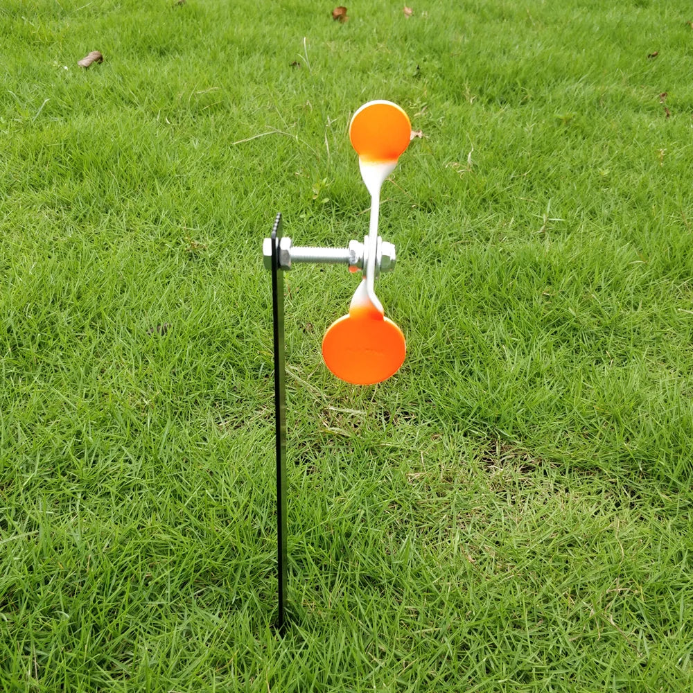 3mm Slingshot & Airgun Shooting Practice Metal Target - Vertical Spinning, Orange Painted