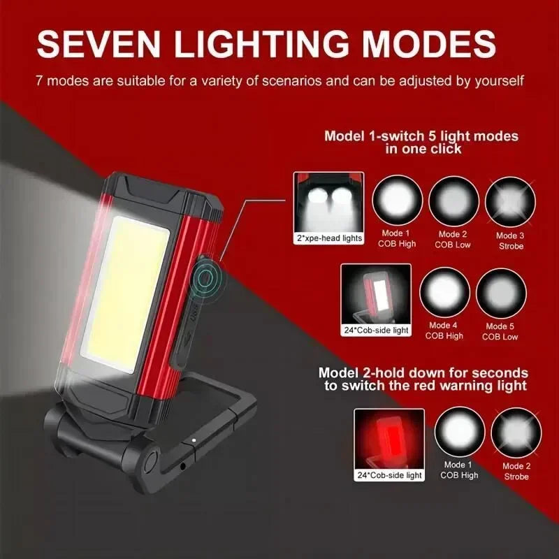 Magnetic COB Work Light USB Rechargeable LED Flashlight Portable Lantern