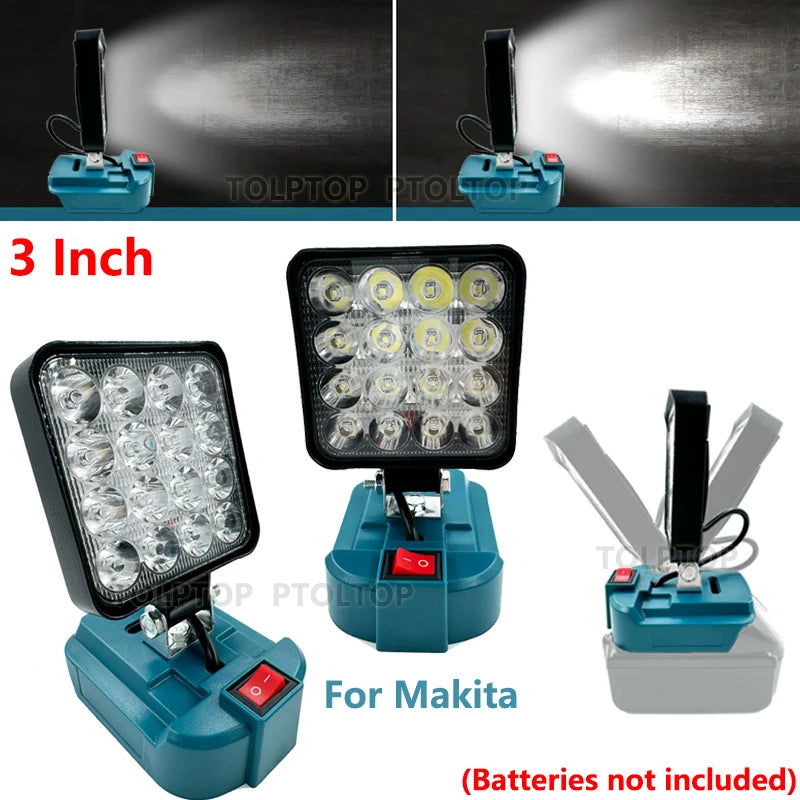 Outdoor Flood Light 3-Inch Work Light for Makita 14.4V & 18V Li-ion Battery