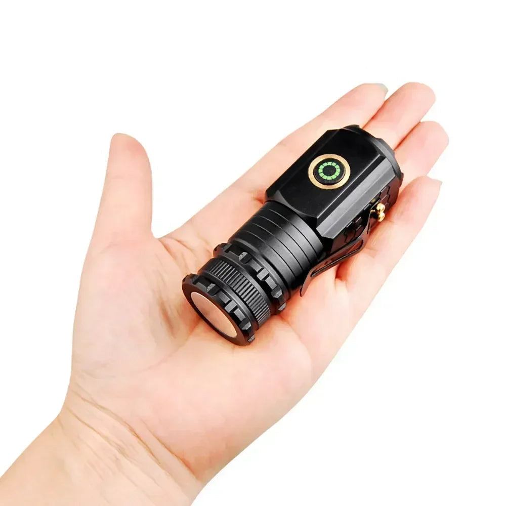 Powerful Mini EDC LED Flashlight 2000LM – USB Rechargeable Keychain Light for Camping, Hiking