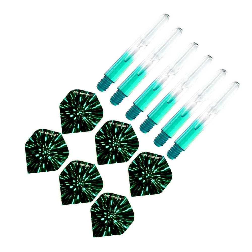 Fox Smiling nylon dart shafts and patterned flights – dart accessories for soft and steel tips