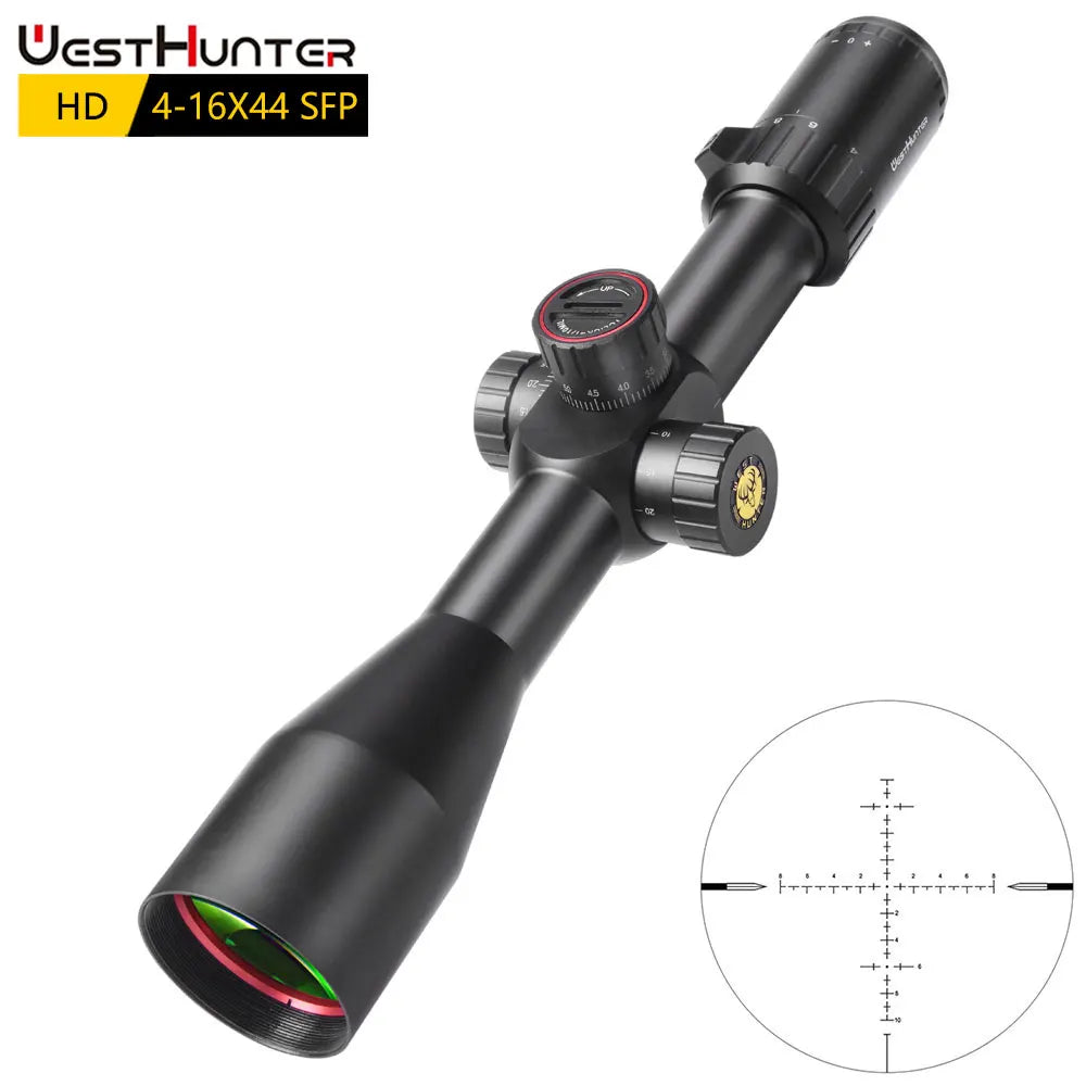 WestHunter 4-16X44 SFP Tactical Riflescope, Hunting & Target Shooting, Parallax Wheel Glass Etched