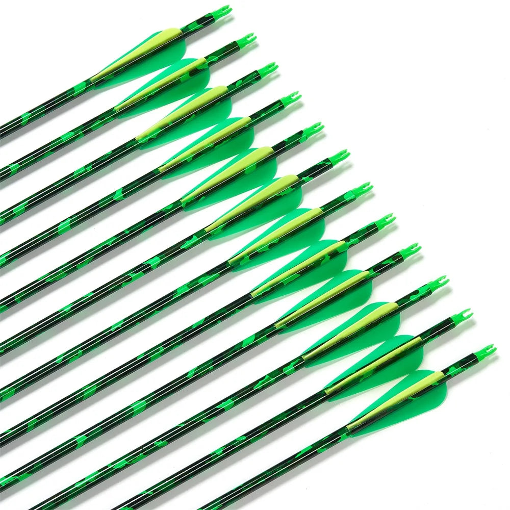 MIXED CARBON ARROWS 31.5" – Spine 500 for Recurve, Compound & Longbow Target Shooting