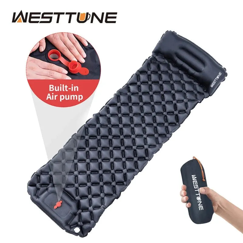 Ultralight Camping Sleeping Pad with Pillow and Built-In Pump for Hiking