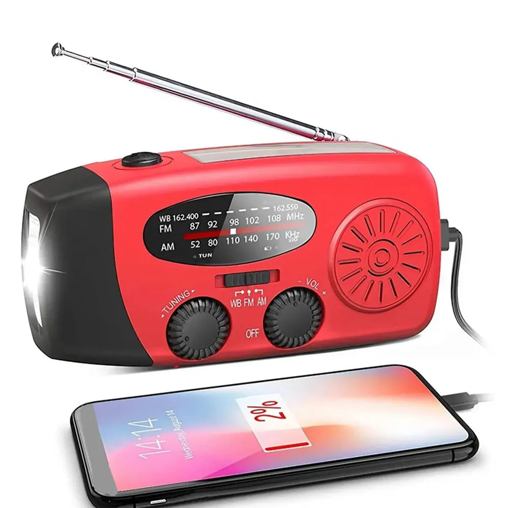 Multifunctional FM Radio Hand-crank Generator Solar Mobile Phone Charging Lighting Table Lamp