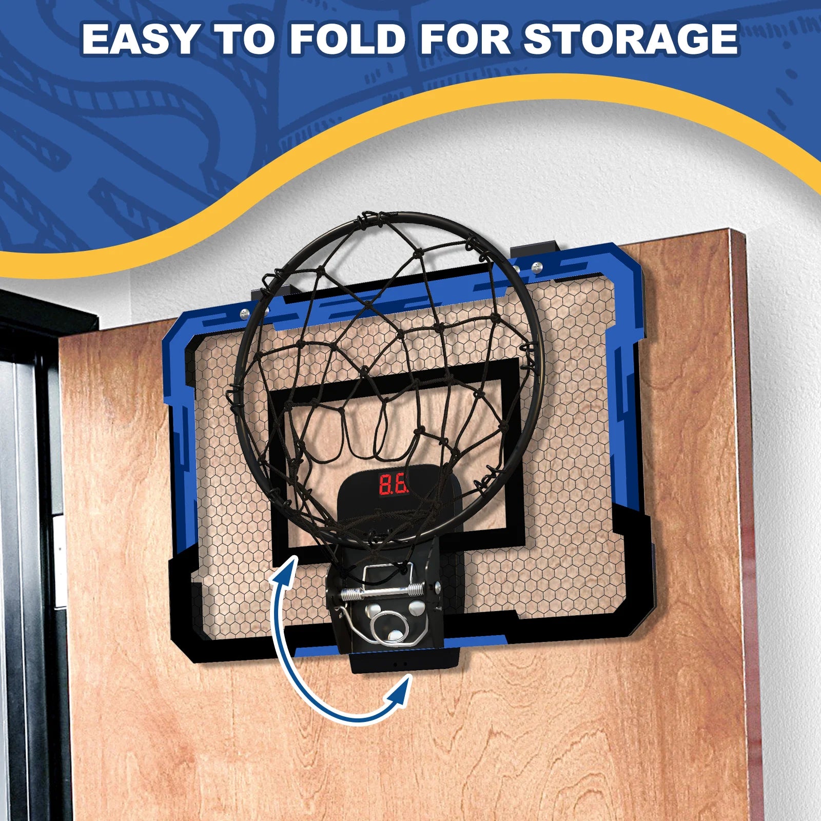 Mini Basketball Hoop Set – Foldable Wall-Mount Toy for Kids Ages 3+ Indoor/Outdoor