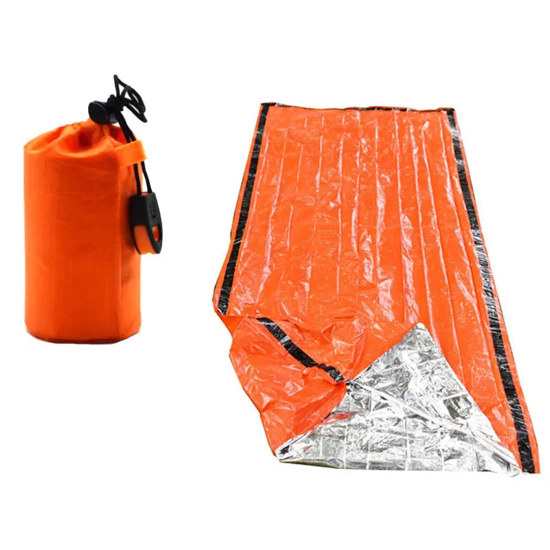 Portable Emergency Survival Sleeping Bag, Waterproof Thermal Mylar Sack, First Aid Rescue Kit