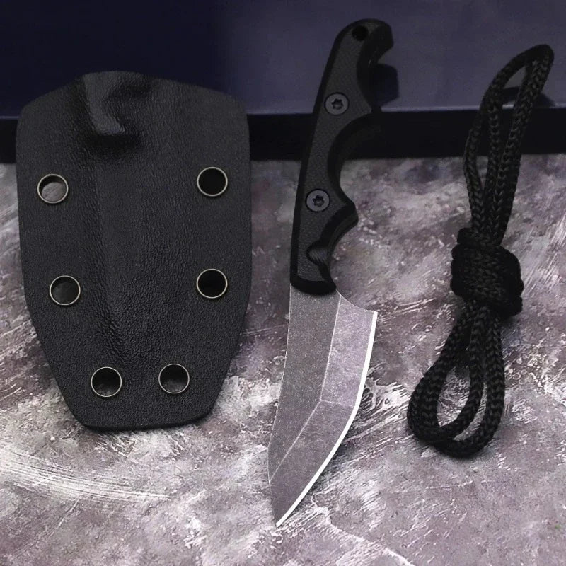 Pocket EDC Mini Straight Knife – 440C Steel for Camping & Hiking