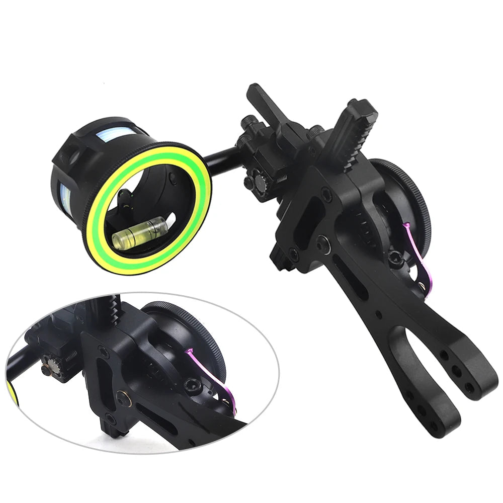 Single Pin Compound Bow Sight with Quick Adjust Long Bar for Precision Aiming