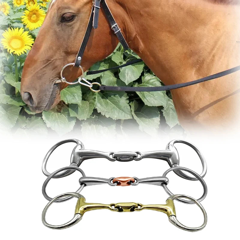 Stainless Steel Eggbutt Snaffle Bit, Jointed Mouth Horse Chew Training Equipment, Equestrian