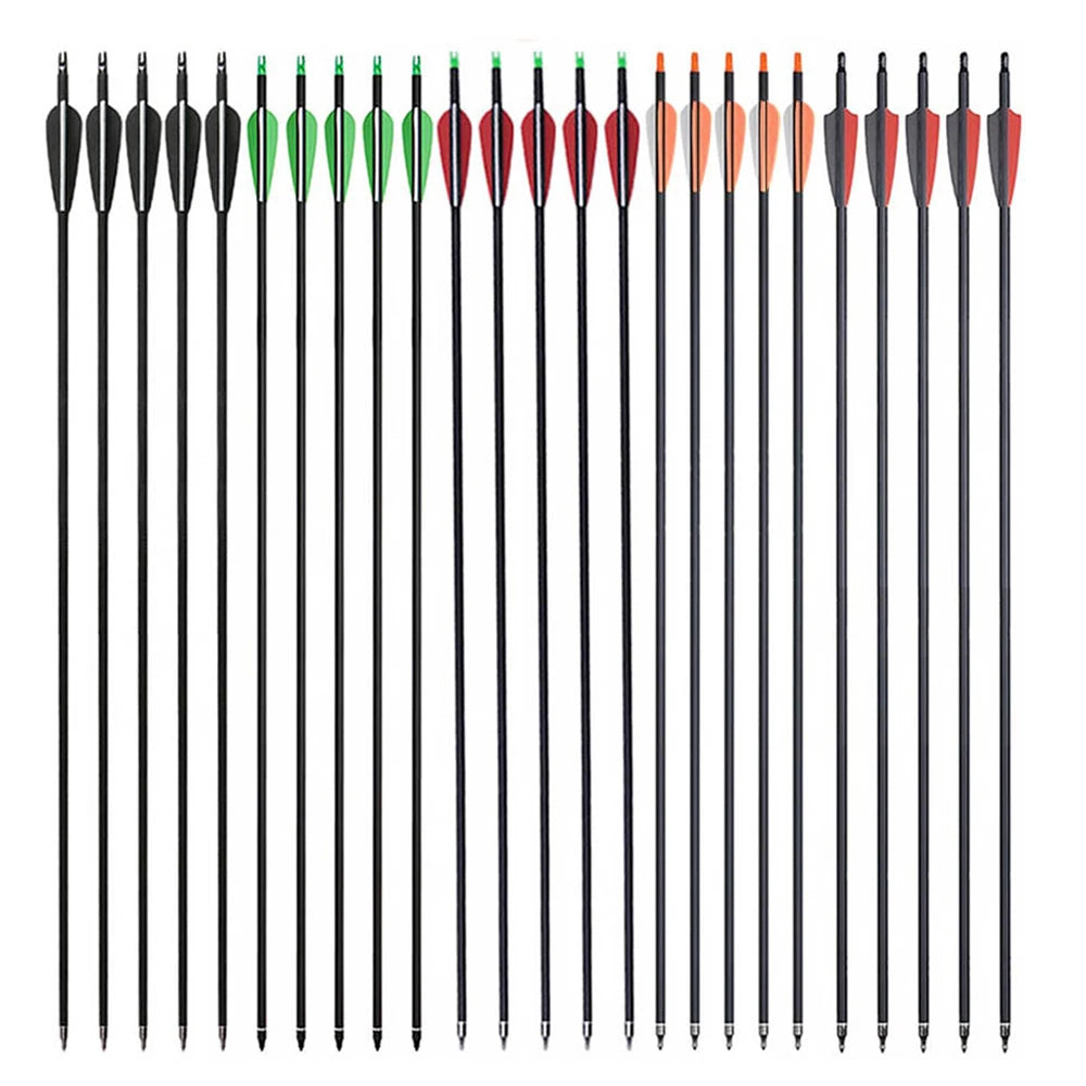 31.5" mixed carbon arrows – 7.8mm spine 500 for recurve & compound bow shooting (TPU feathers)