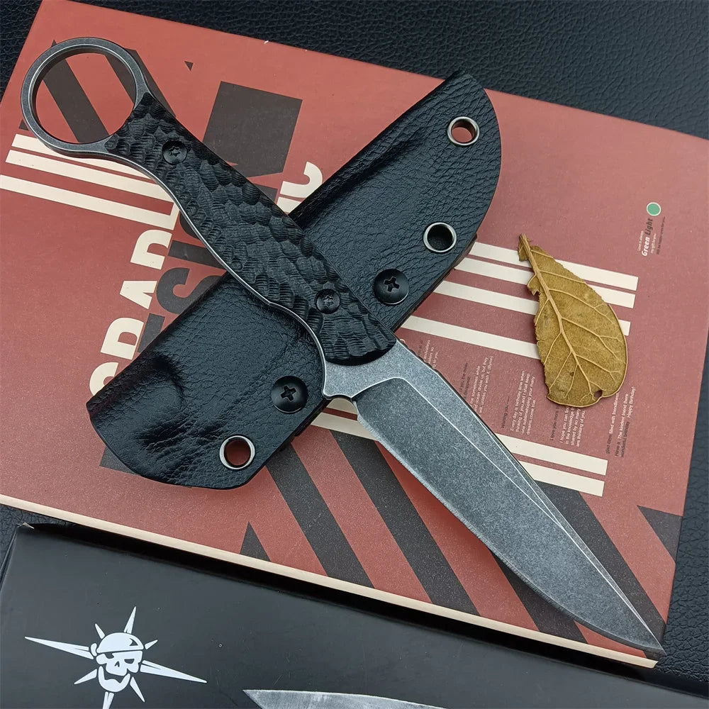 Fixed Blade Tactical Knife, 8Cr13Mov Steel G10 Handle with Kydex Sheath, Outdoor Hunting Survival