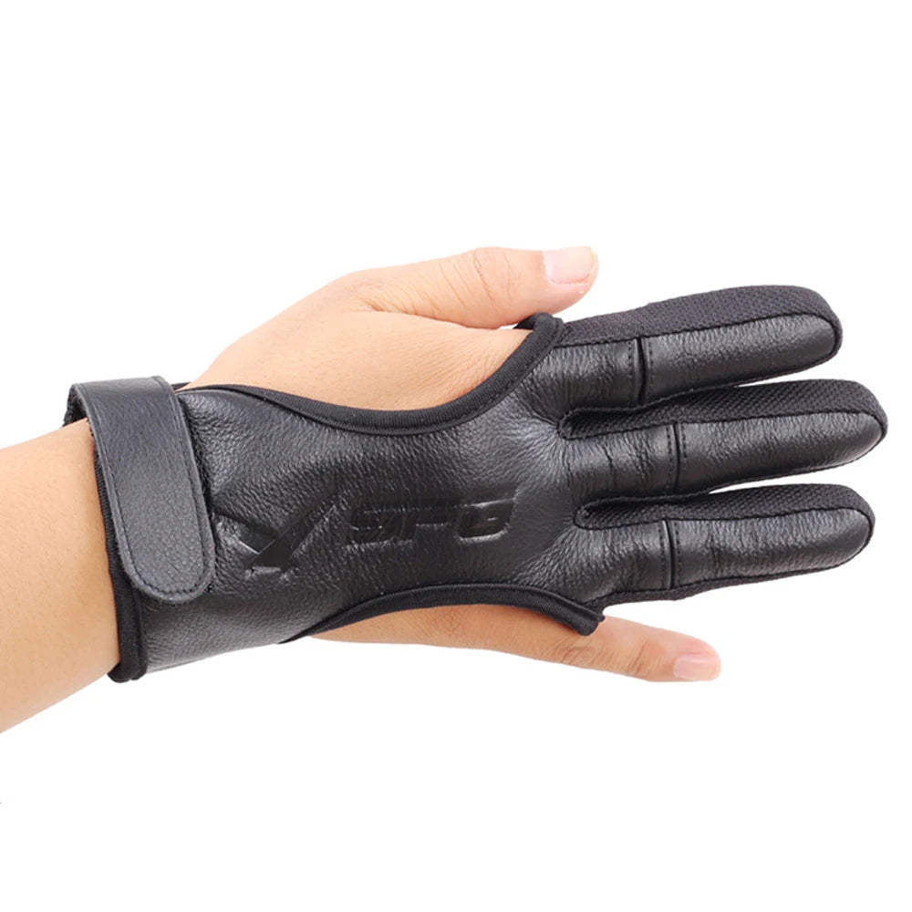 Archery 3 Finger Leather Glove Protective Hand Gear for Shooting and Hunting