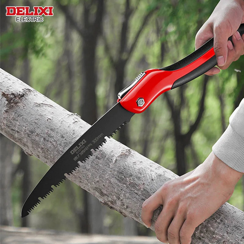 Folding Hand Saw with SK5 Steel Blade for Wood Cutting and Outdoor Use