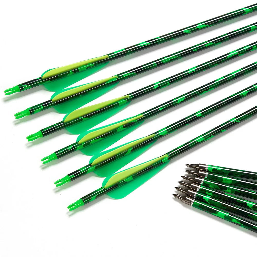 MIXED CARBON ARROWS 31.5" – Spine 500 for Recurve, Compound & Longbow Target Shooting
